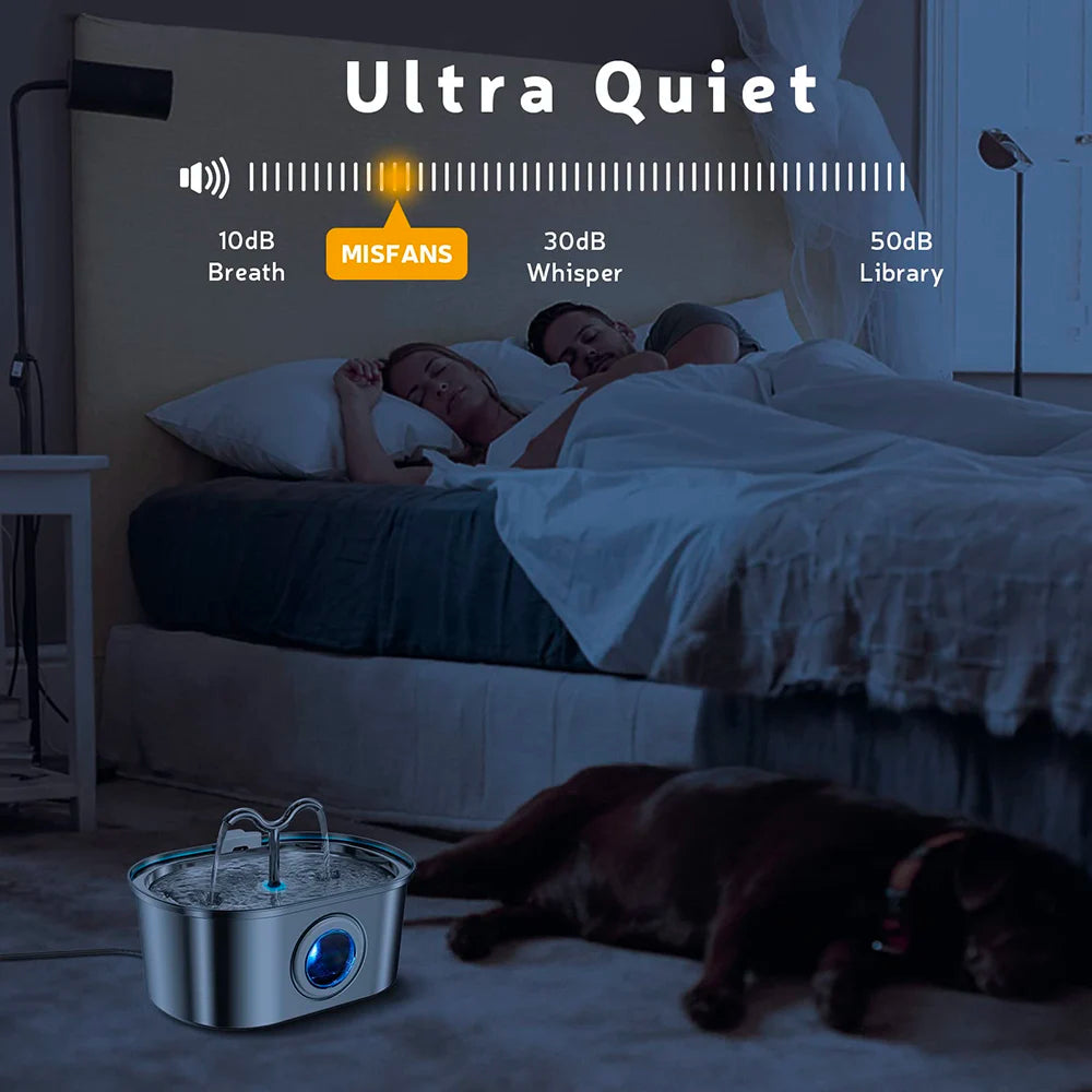 Stainless Steel Cat Water Fountain 3.2L β Quiet LED Automatic Pet Water Dispenser for Cats & Dogs