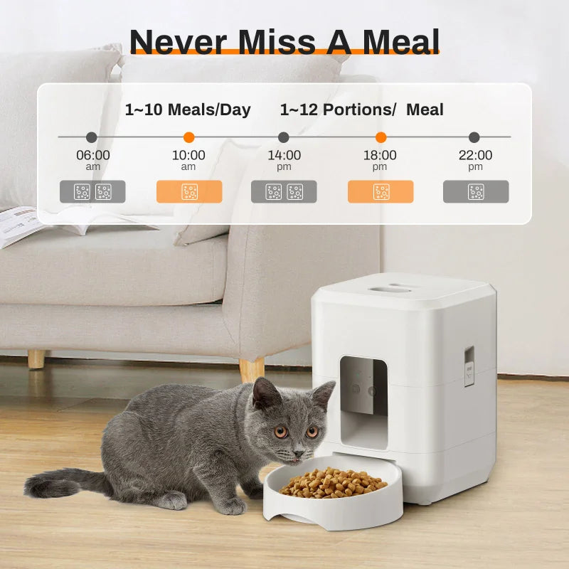 Smart Pet Feeder 2L – WiFi Automatic Food Dispenser for Cats & Dogs