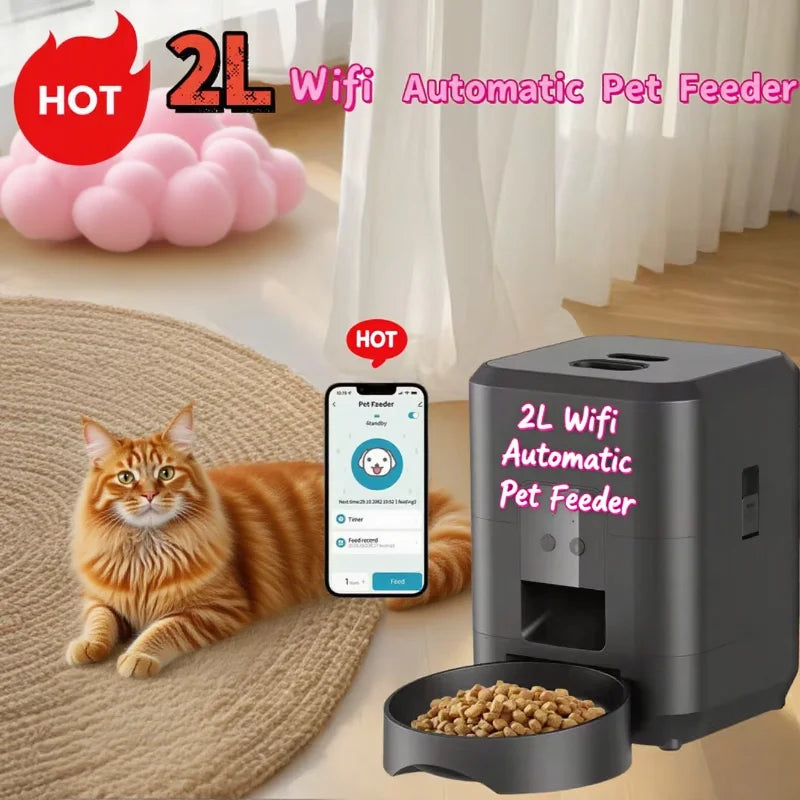 Smart Pet Feeder 2L – WiFi Automatic Food Dispenser for Cats & Dogs